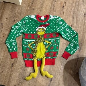 Festive Green and Red Sweater with Grinch